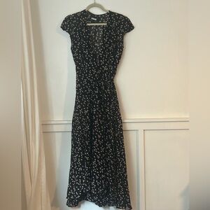 Reformation floral wrap dress.